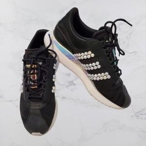 Adidas Women’s Sz 8 3 Streifen The Brand Black Silver White Sole Tennis Shoes